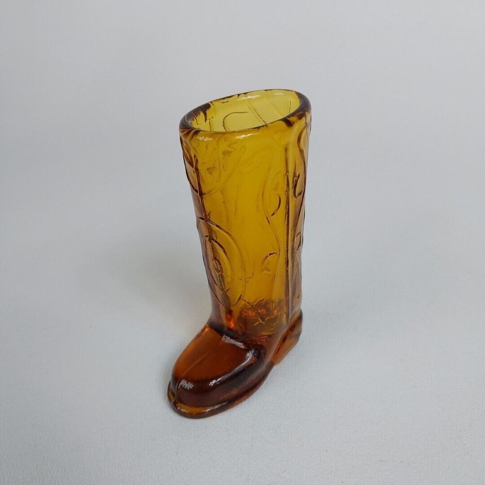 Glass Cowboy Boot Shot Glass Amber‎
